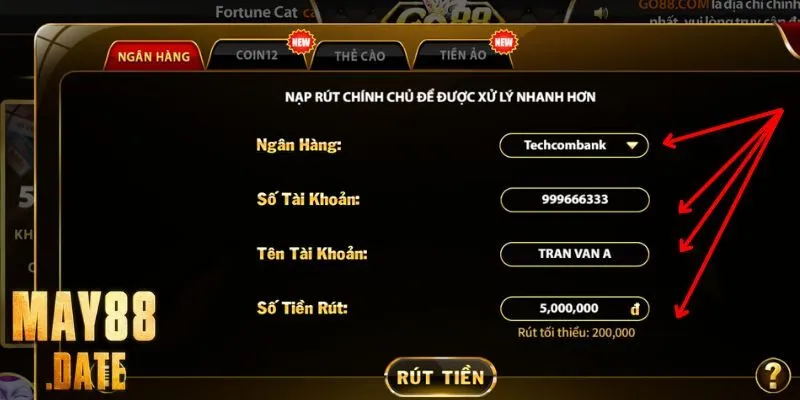 Kiểm tra thông tin chính xác trước khi rút tiền Go88