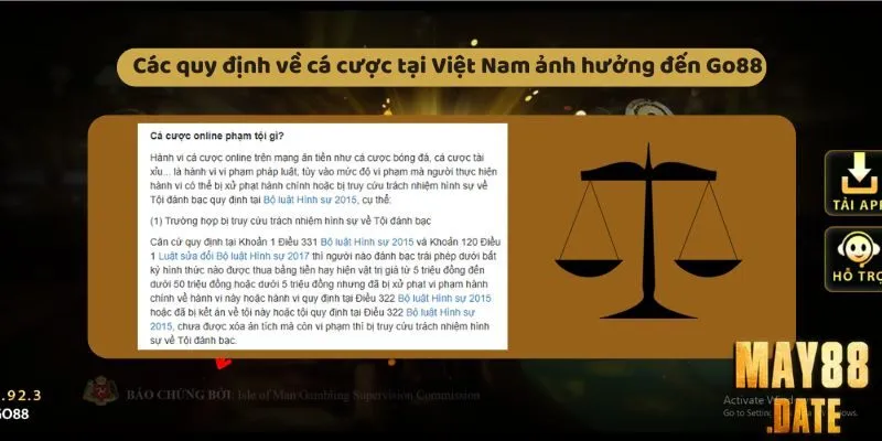 Các quy định về cá cược tại Việt Nam ảnh hưởng đến tính hợp pháp của May88