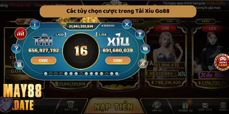 Các tùy chọn trong Tài Xỉu May88