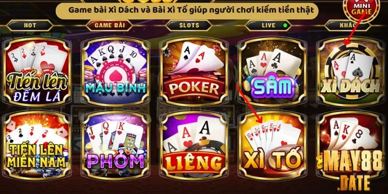 Game bài Xì Dách và Bài Xì Tố giúp người chơi kiếm tiền thật