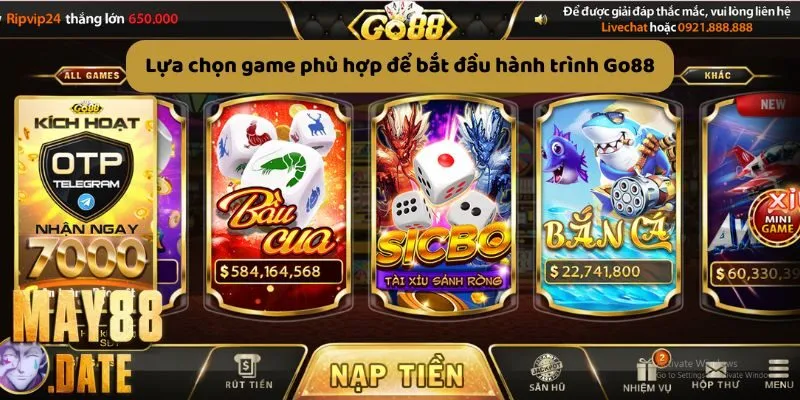 Lựa chọn game phù hợp để bắt đầu hành trình Go88