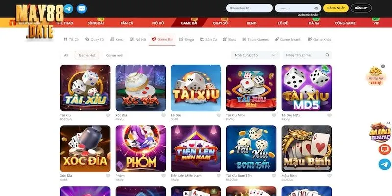 Các game đánh bài cực hay tại May88
