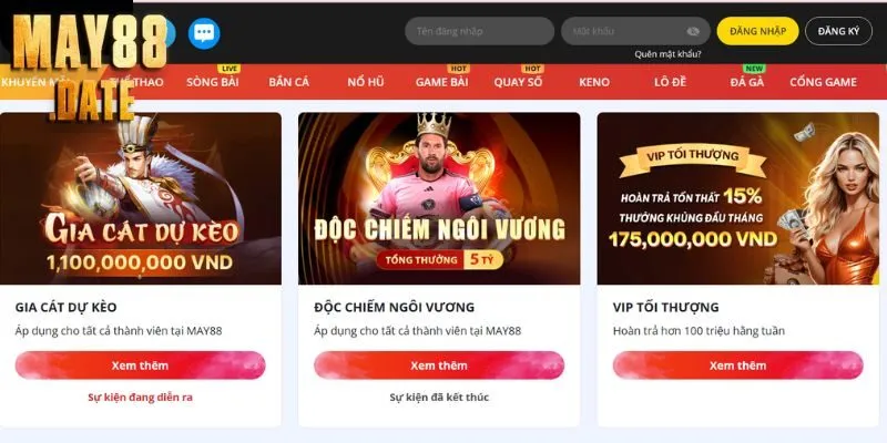 Chơi ngay không cần nạp - May88 tặng bạn vốn khởi nghiệp